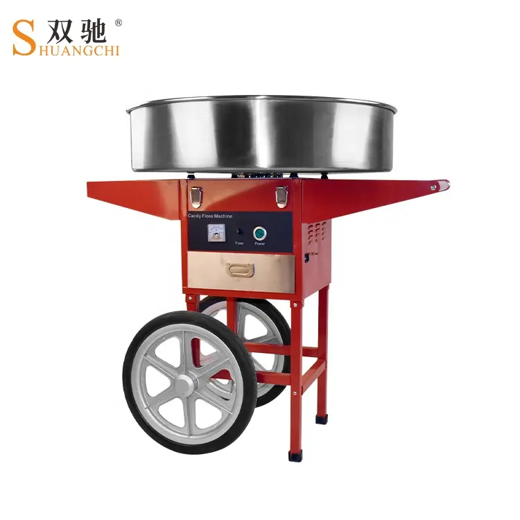 Electric candy floss machine with cart commercial cotton candy maker flower sweet shape hot sale