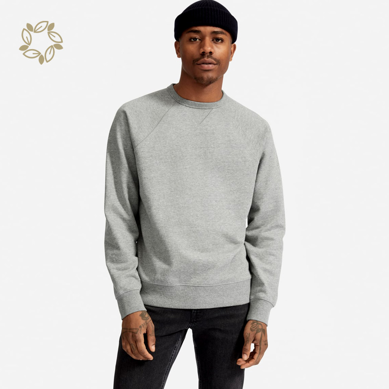 French Terry Crew Fleece Sweatshirt Men Solid Color Street Wear Sweatshirt sweat shirts men Bamboo Cotton Knitted Sweater