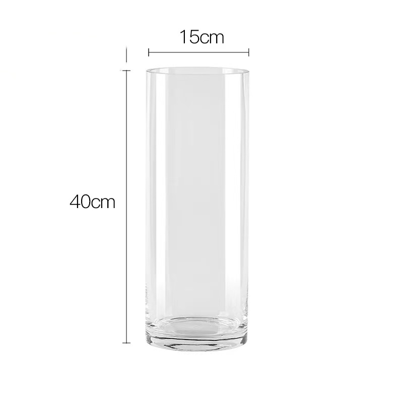 Luxury Premium Transparent Large Straight Glass Vase Lilies Aqua Fresh Flower Vase For Wedding Decoration