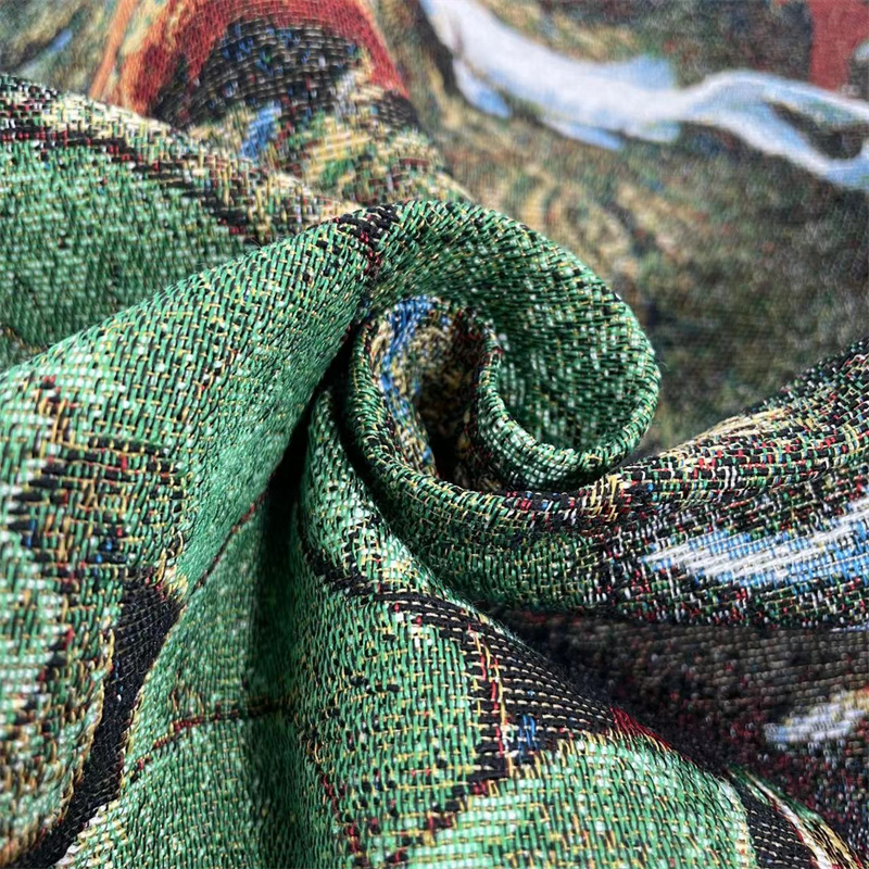 Custom woven design gobelin jacquard fabric tapestry textile china manufacturers for clothes fabric