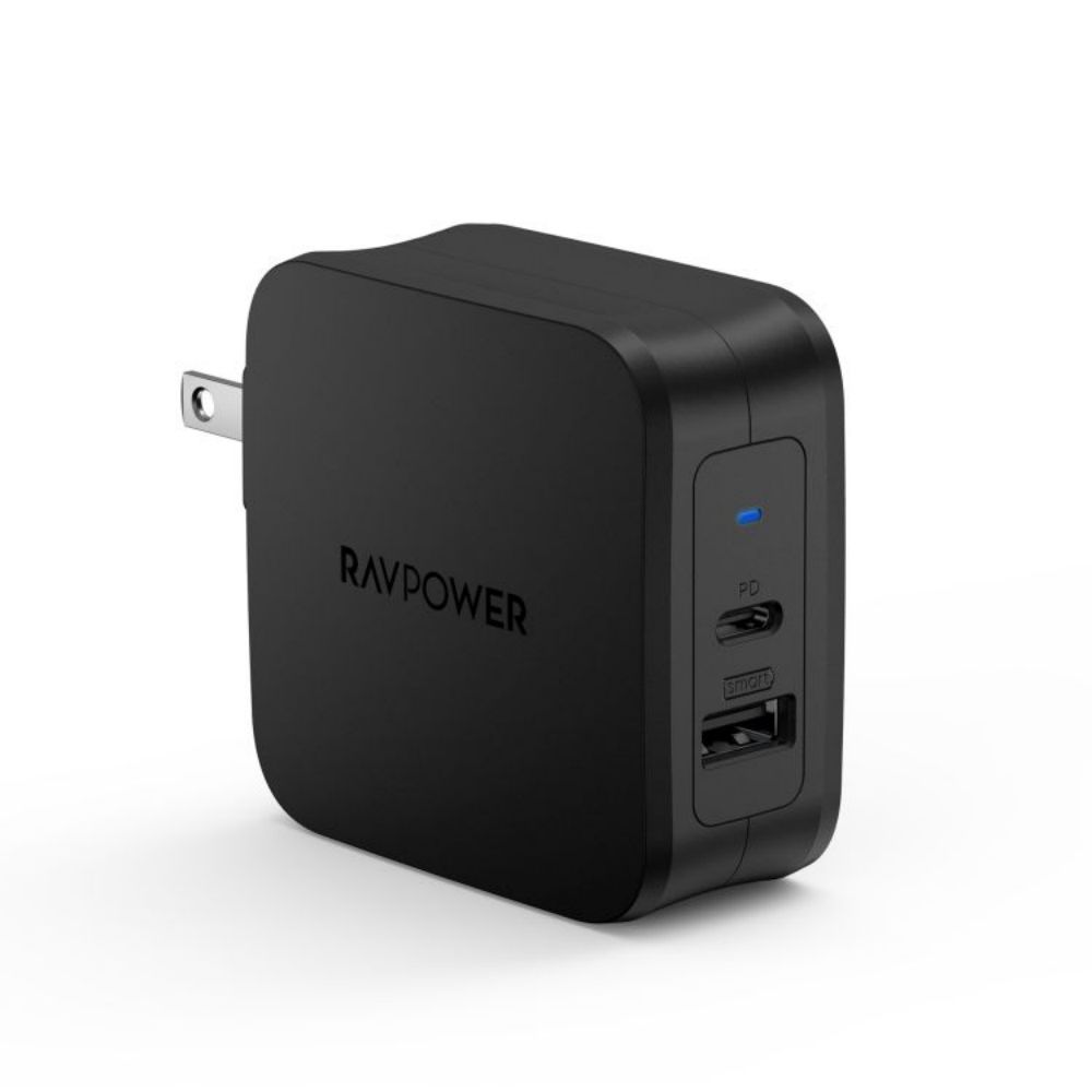 Настенное зарядное устройство RAVPower серии 61W Super C с 2 портами подходит для всех видов мобильных телефонов