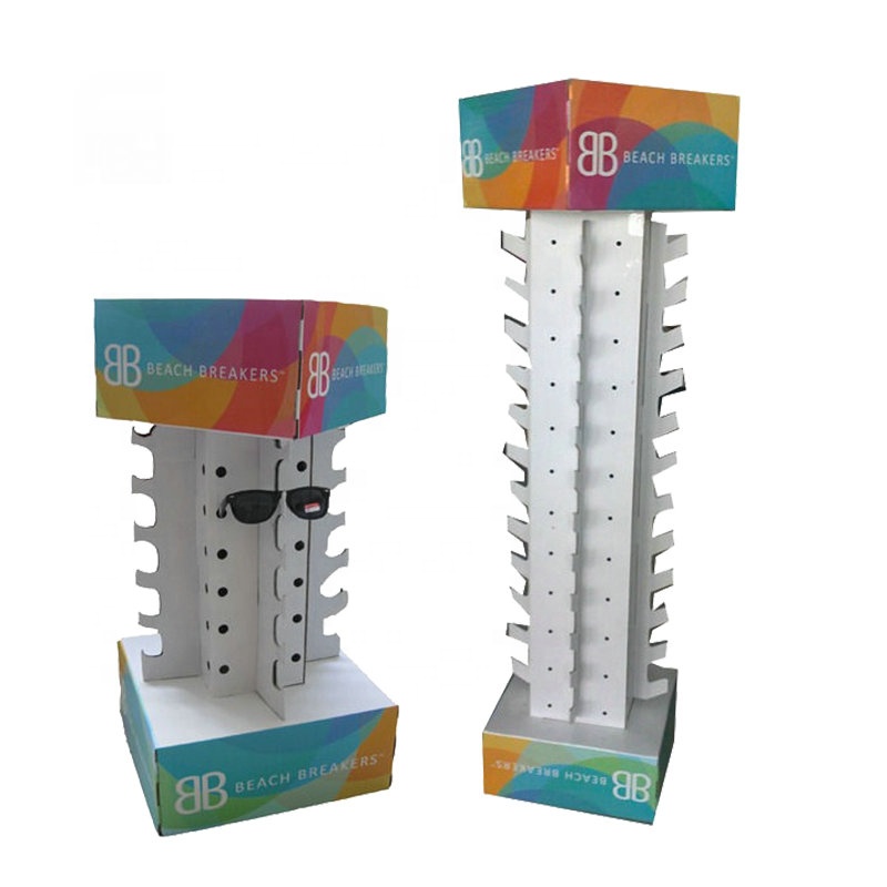 Color Printing Customized Logo Promotional Cardboard Sunglasses Floor Display For Retail