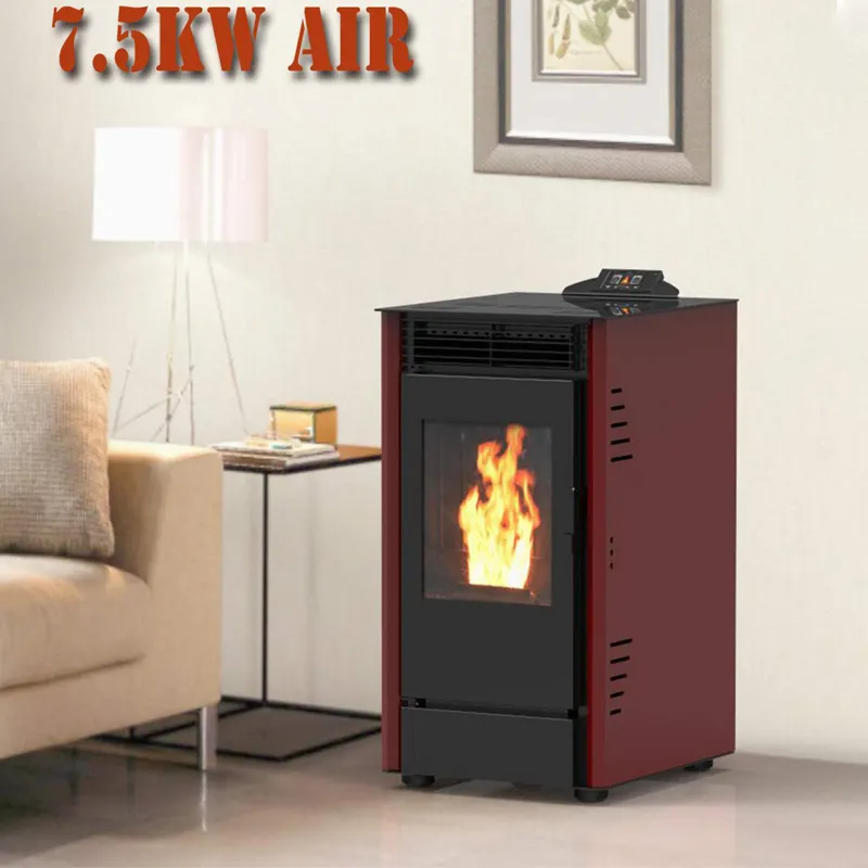 European Portable With Self-Clean System 7.5Kw Indoor Heating Fireplace Cheap Smokeless Wood Pellet Stove