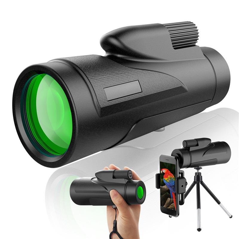 12x50 High Definition Waterproof Monocular Telescope With Phone Holder Tripod for Wildlife Bird Watching Hunting Camping Travel