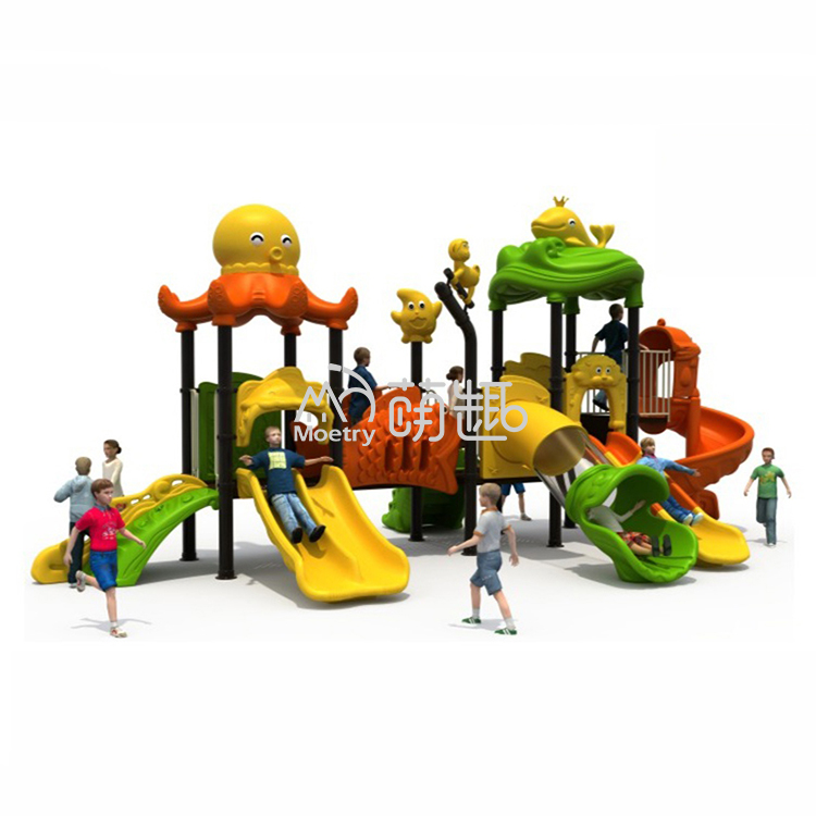 Moetry Ocean Theme Outdoor Play Equipment Amusement Park Kids Slides and Playground Set for Preschool