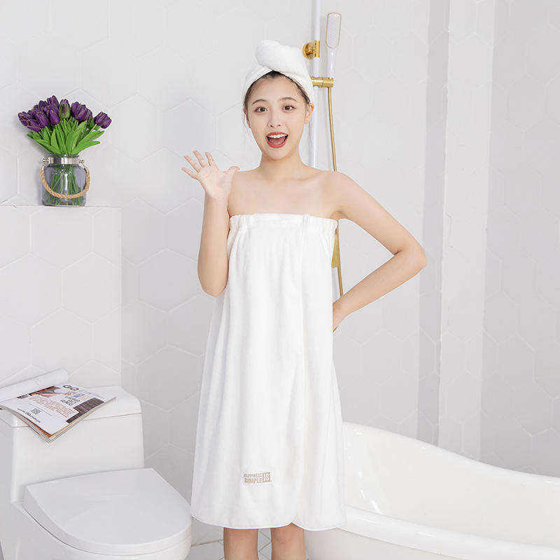 Super Absorbent Dress Wrapped Body Coral Fleece Wearable Bath Towel Cover Spa Sauna Home Soft Hair Towel Wrap Set