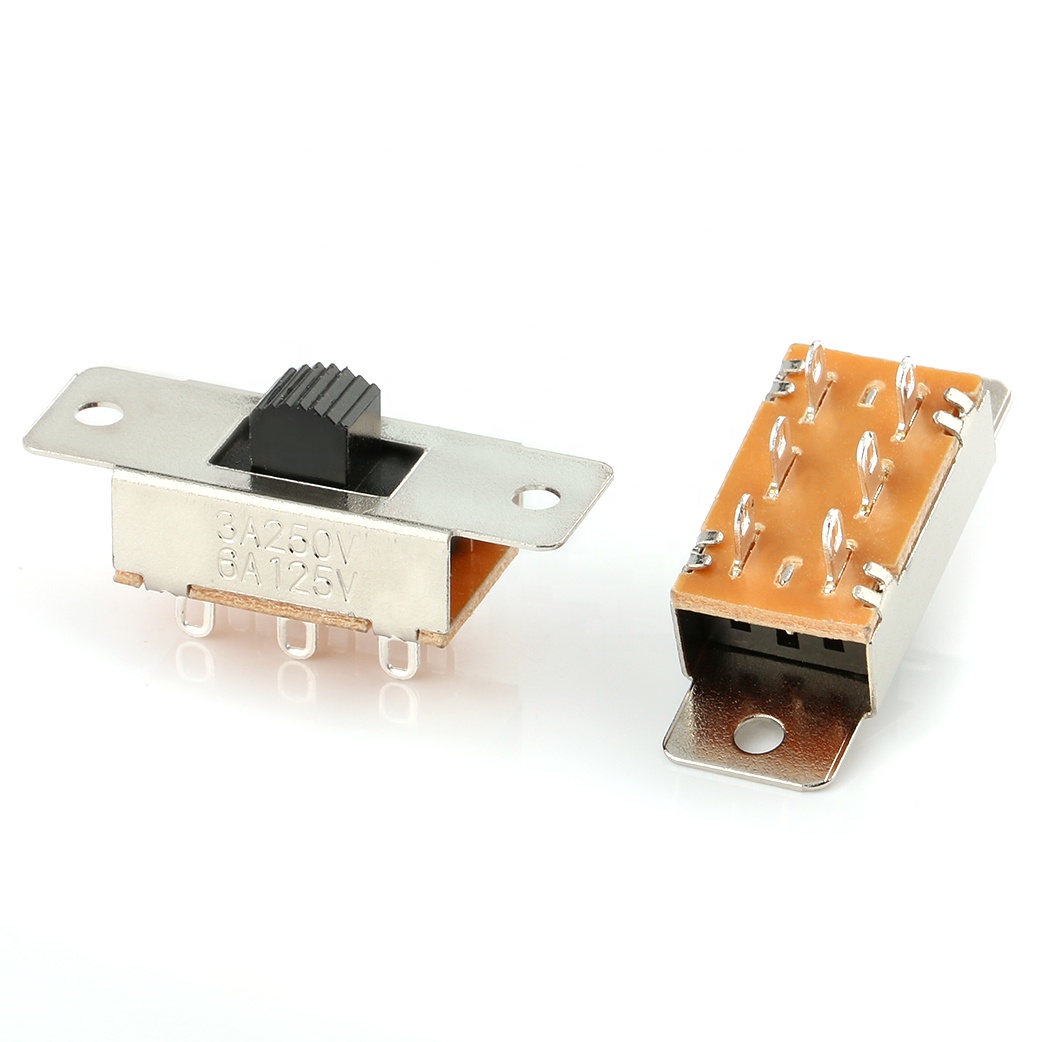3A 250V 6A 125V Slide Switch 2p2t 6pins SS-22K28675 Vertical 2 Rows 2 Position Defond Slide Switch
