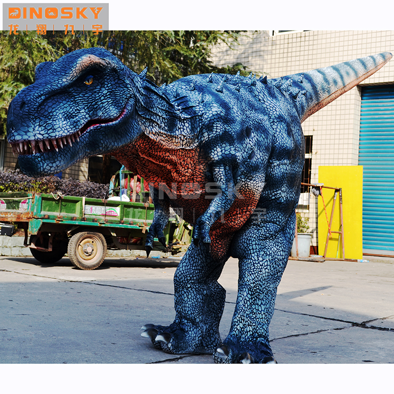 Realistic raptor walking dinosaur costume for adult