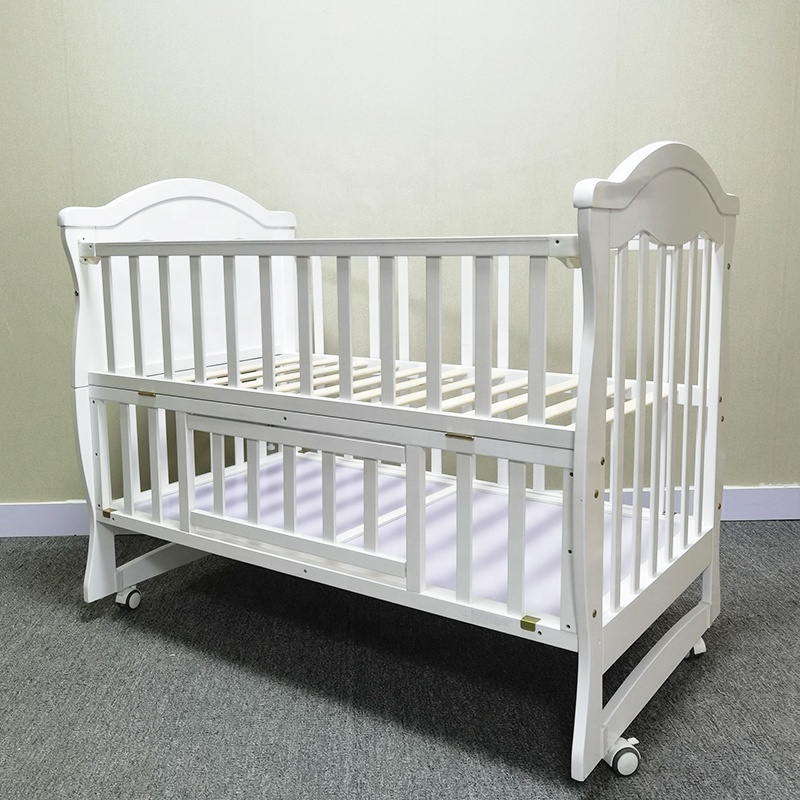 Solid Pine Wood Extendable Toddler Bed Children Swinging Crib Used For Toddler Bed Design For New Born Baby