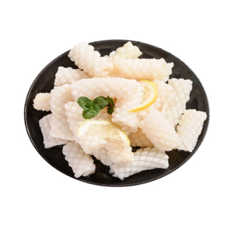 Глубоководный кальмар, перерабатывающий продукт, кольцо для кальмара, резка гигантских гигасов lолиго, свежий рыбный джиггер, захват замороженных цветов кальмара для супермаркета