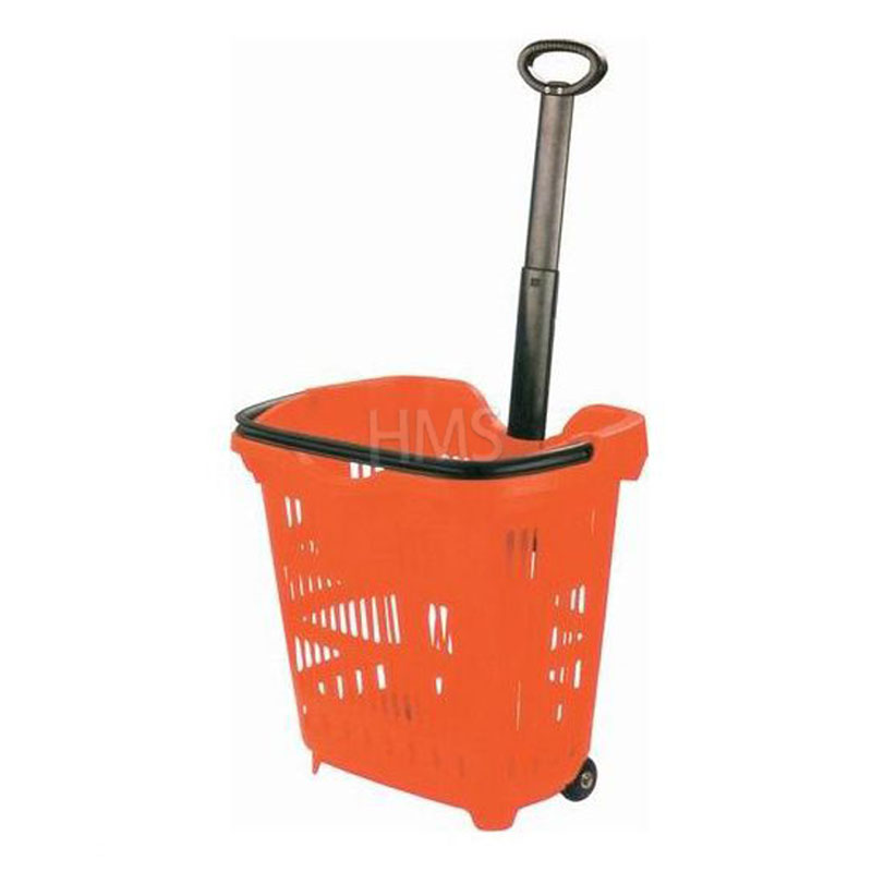 Baskets With Handles Plastic Supermarket Rolling Basket Trolley Shopping