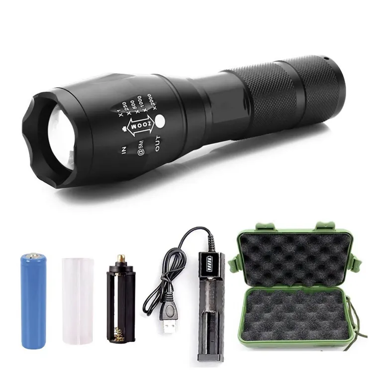 Super Bright 5 Modes Zoom Rechargeable Flashlight LED Torch Light T6 800 Lumen Tactical Flashlight
