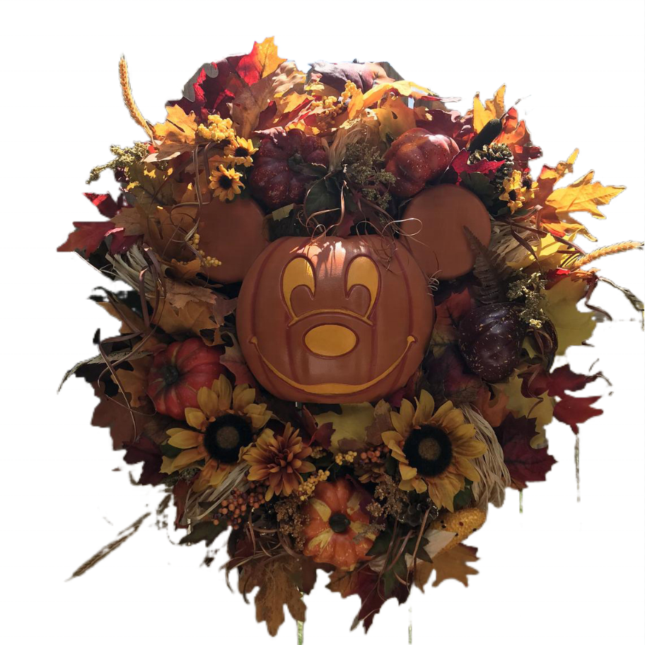 Independent station new autumn Halloween handmade Mickey Mouse pumpkin wreath door decoration hanging wreath factory spot