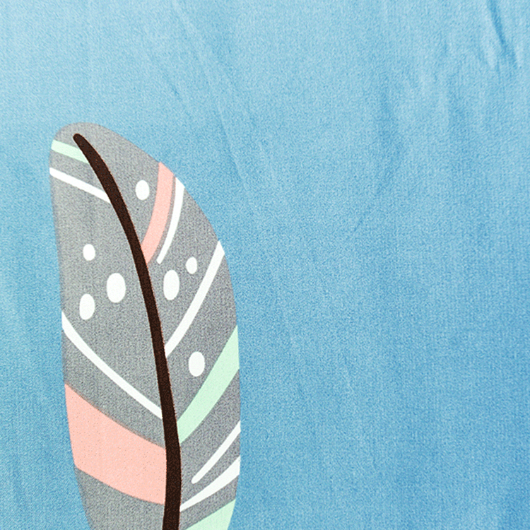 custom logo 100% polyester microfiber white and blue leaf printed fabric