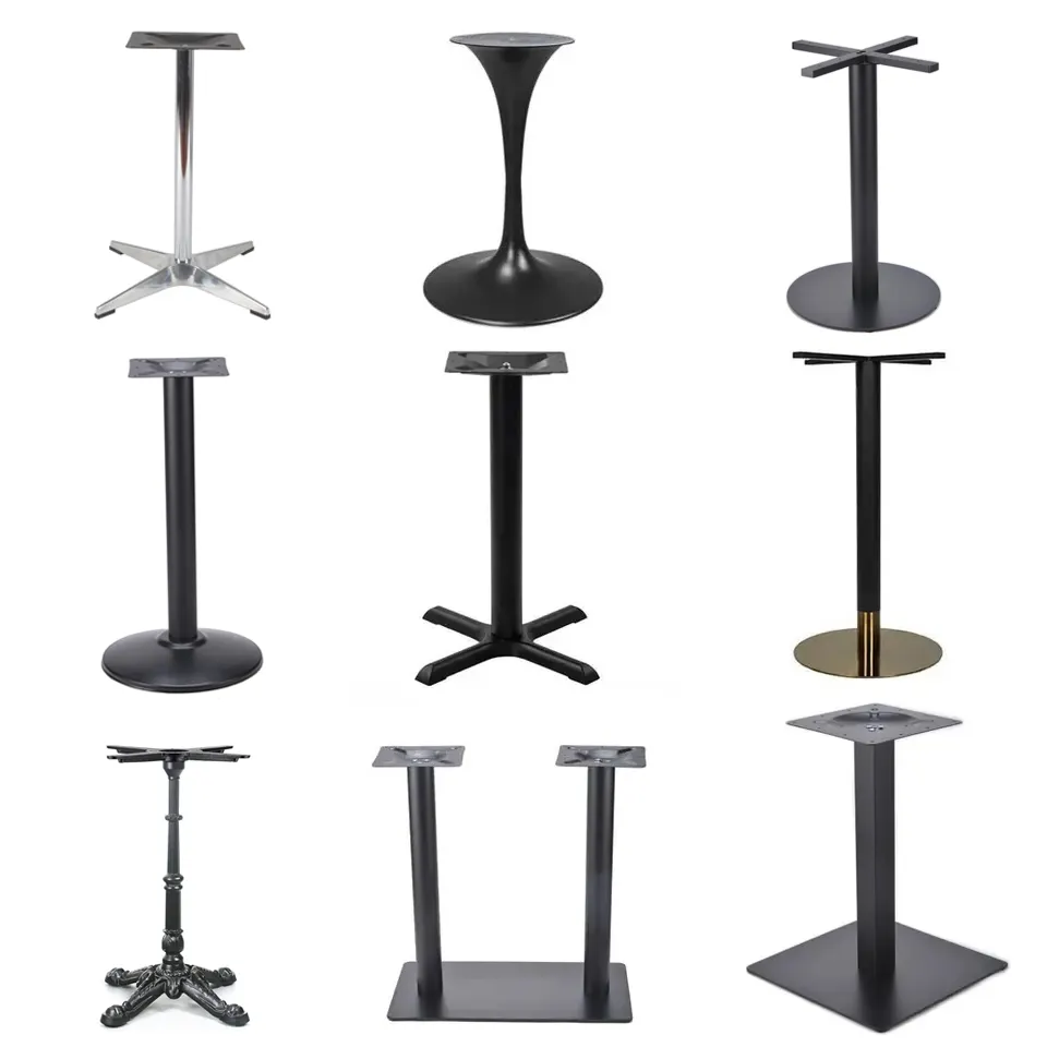 Custom Wholesale Pedestal Base Table Leg Adjustable Cast Iron Stainless Steel Coffee Dining Bar Metal Table Base Furniture Legs