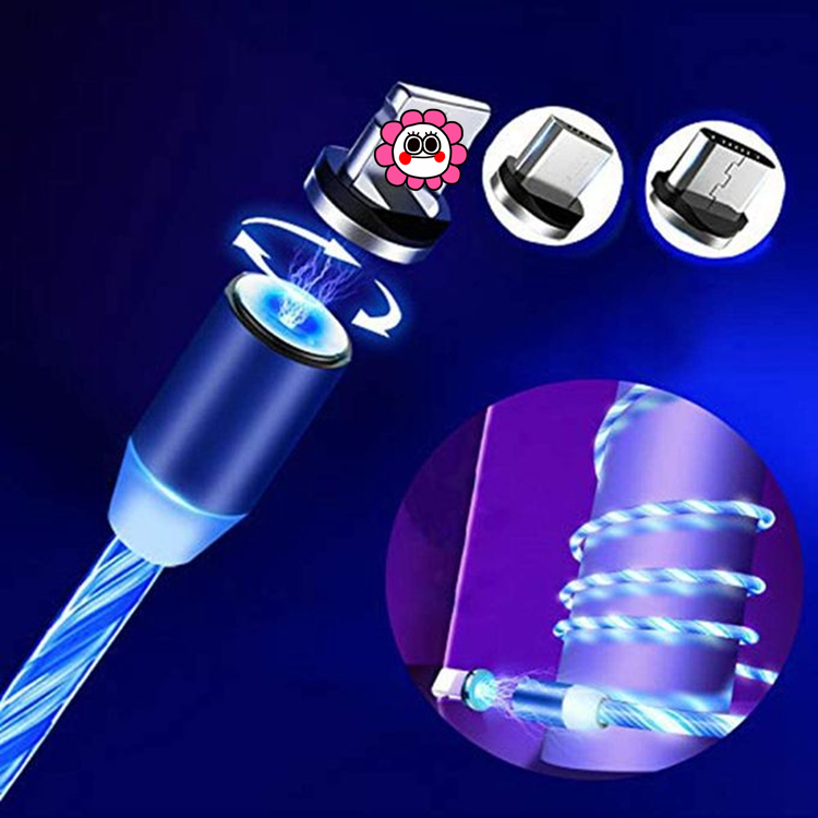 Кабель для зарядки Магнитный светодиодный течет Магнитный Micro USB кабель с подсветкой по 3 предмета в комплекте кабель для зарядки магнит Android и быстрой зарядки