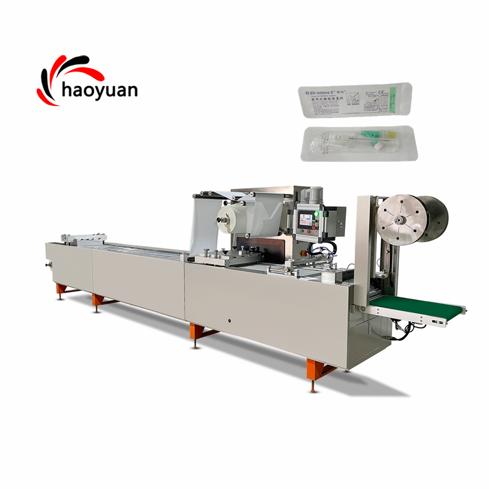 HY-420 Automatic Thermoforming Bandage Packing Machine For Medical Cotton Swab Plastic Packaging 4 Side Sealing