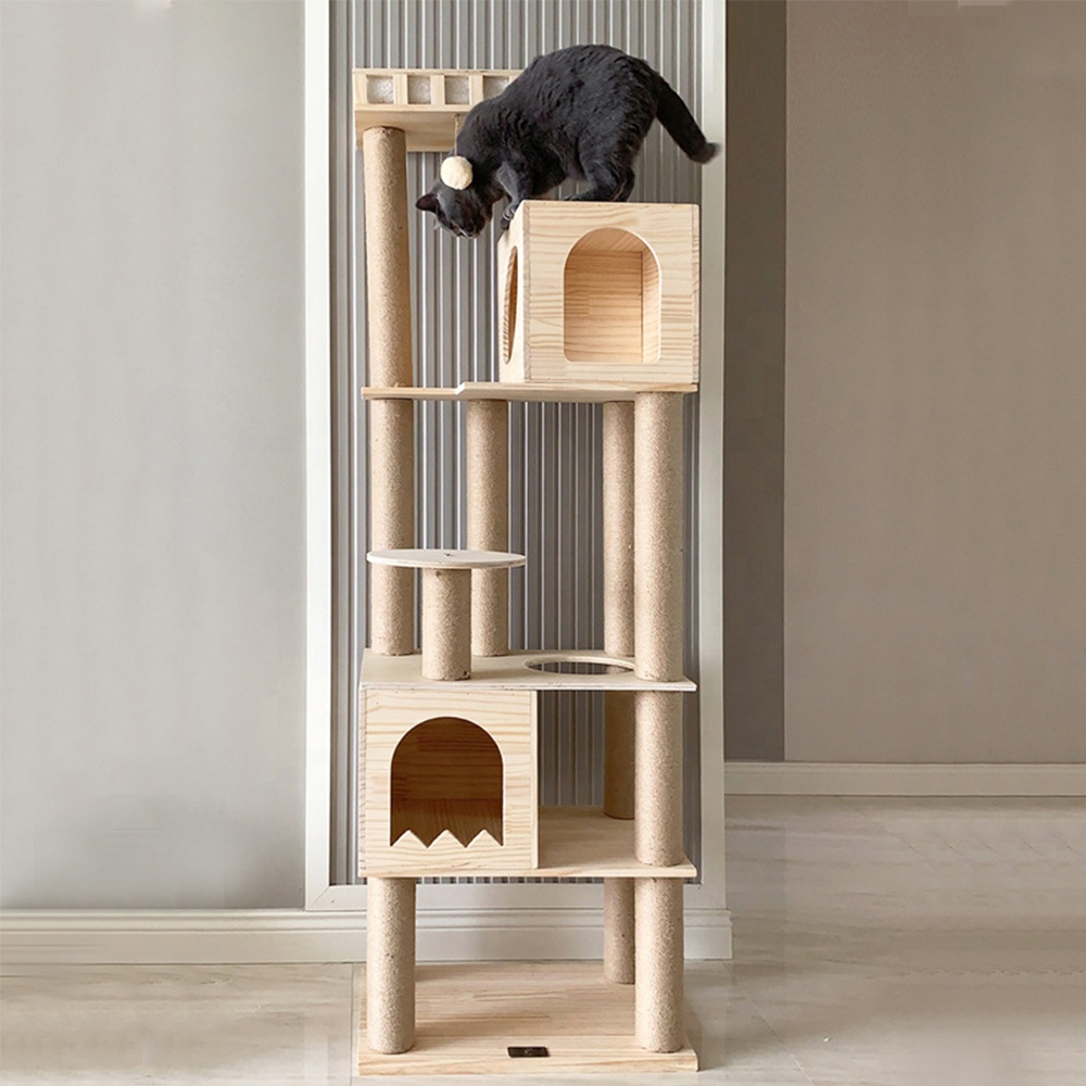 Manufacturer wholesale high quality cat tree multi-layer wooden large furniture scraper cat activity tower