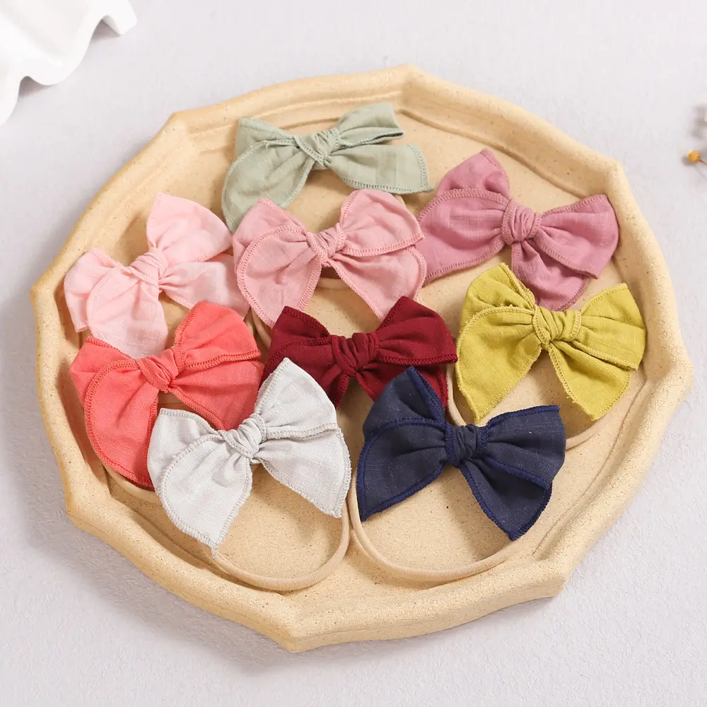 2021 Wholesale New Children's Hair Accessories Elastic Headband Colorful Cloth Cute Bow Knot Hair Band for Baby and Child