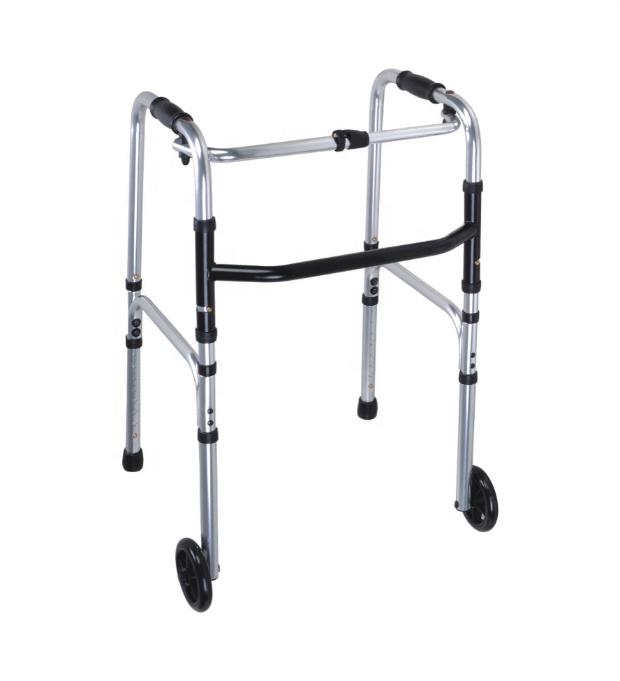 Elderly 2 wheeled lightweight folding armpit step up posterior walking frame walking aid walker with wheels