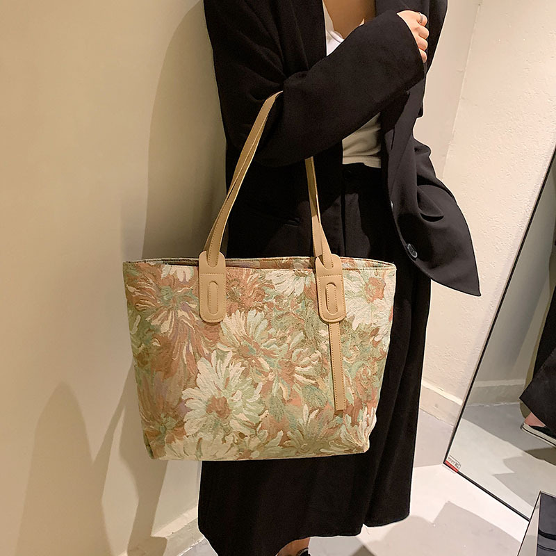 Design Women Painting Embroidery Shoulder Bags Art Prints Tote Handbags High Capacity Canvas Handbags