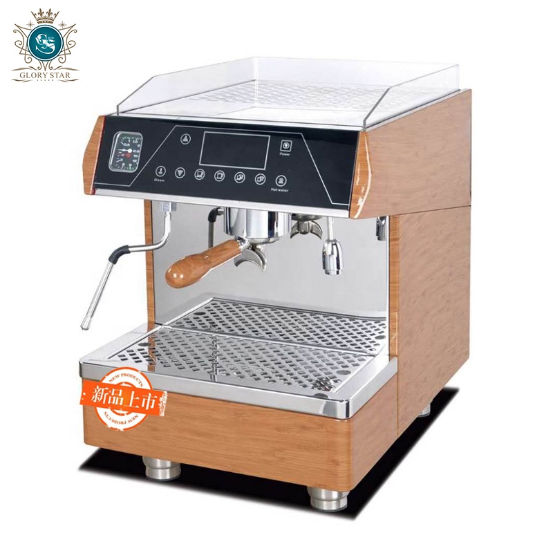 Commercial Professional Espresso Two Head Semi Auto Cappuccino Coffee Machine Black Red Body Copper