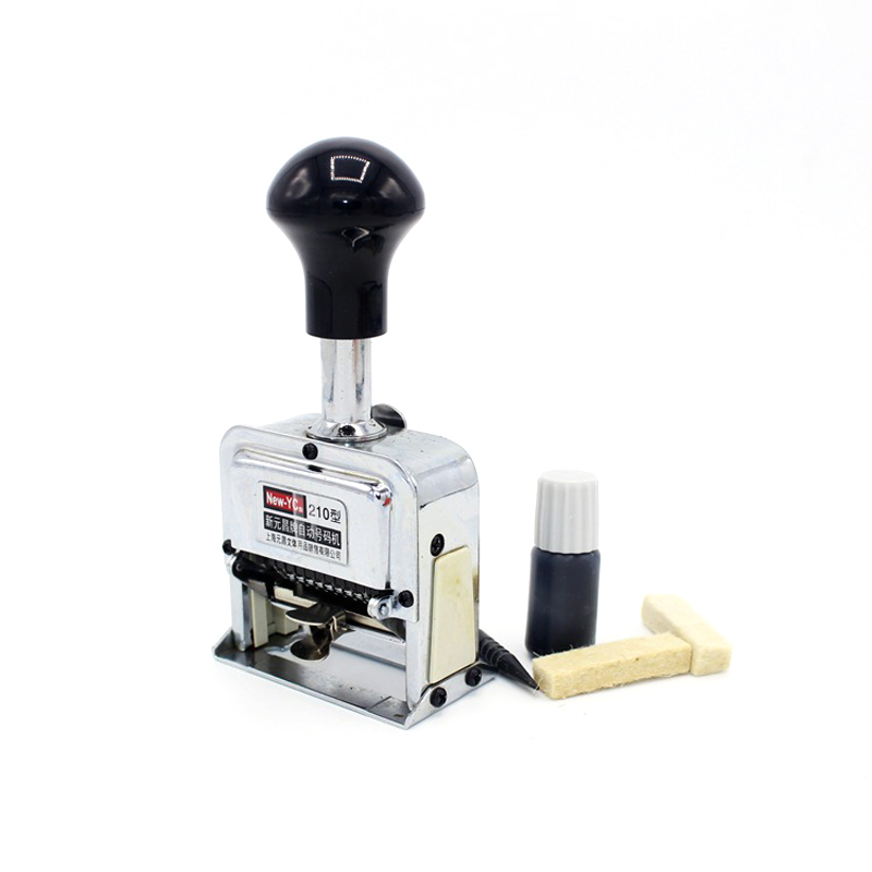 8 digits metal self inking paper letter number printing stamp hand automatic numbering machine
