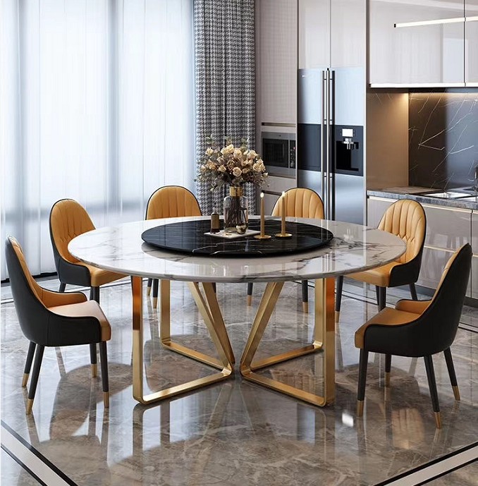 Nordic style marble countertop dining table set restaurant set chair modern coffee shop dining table metal bar table dining set