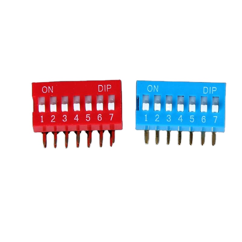 DA-E07 7 Pin SPST пуш-ап электронный переключатель красный DIP-переключатель