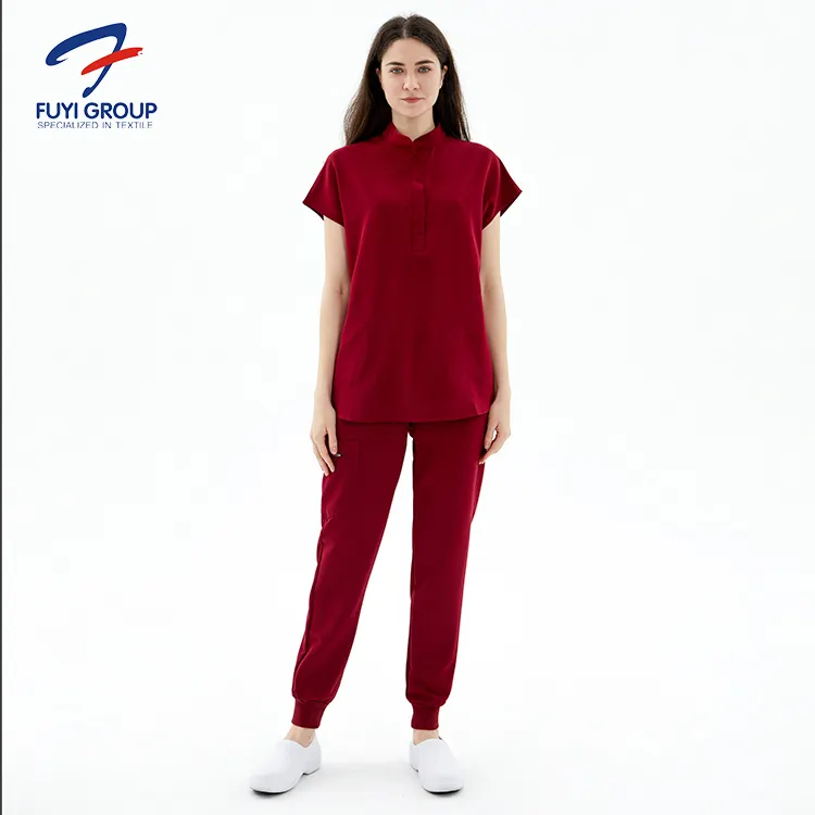 American Series Reusable Fashionable Spandex Uniformes Medico Stretchy Anti-bacterial Scrub Nurse Uniform Medical Scrubs Tops