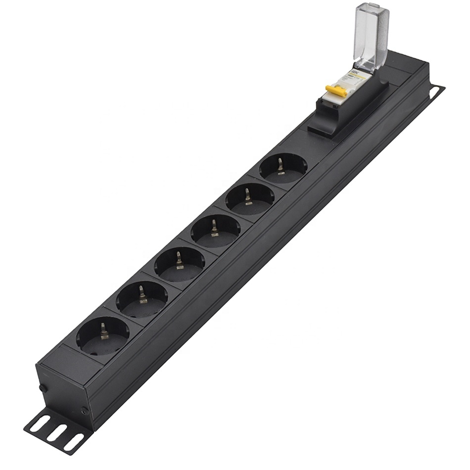Горизонтальная 1U rackmount 6 outlet PDU силовая полоса с выключателем
