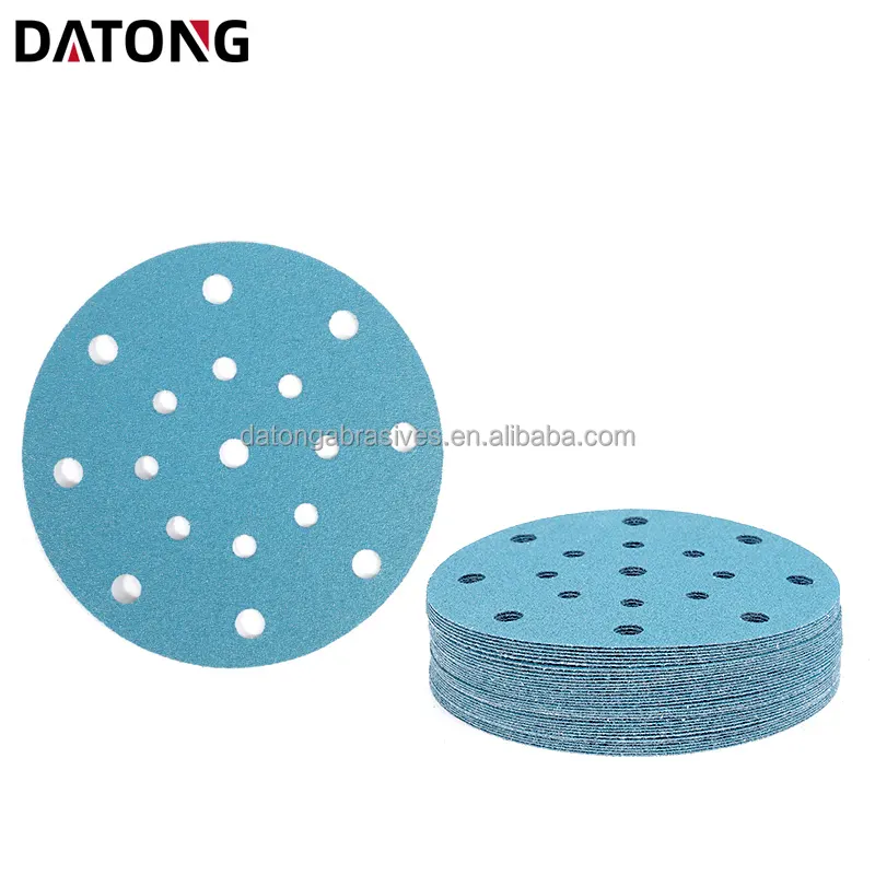 Datong factory High quality abrasives sand paper 6 inch 17 holes Grit 100 Round Ceramic blue Sanding Disc For Metal and Wood