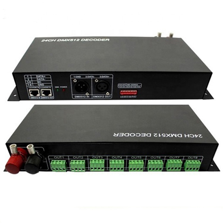 ШИМ сигнала управления 24 каналы DMX512 декодер для RGB Светодиодные полосы
