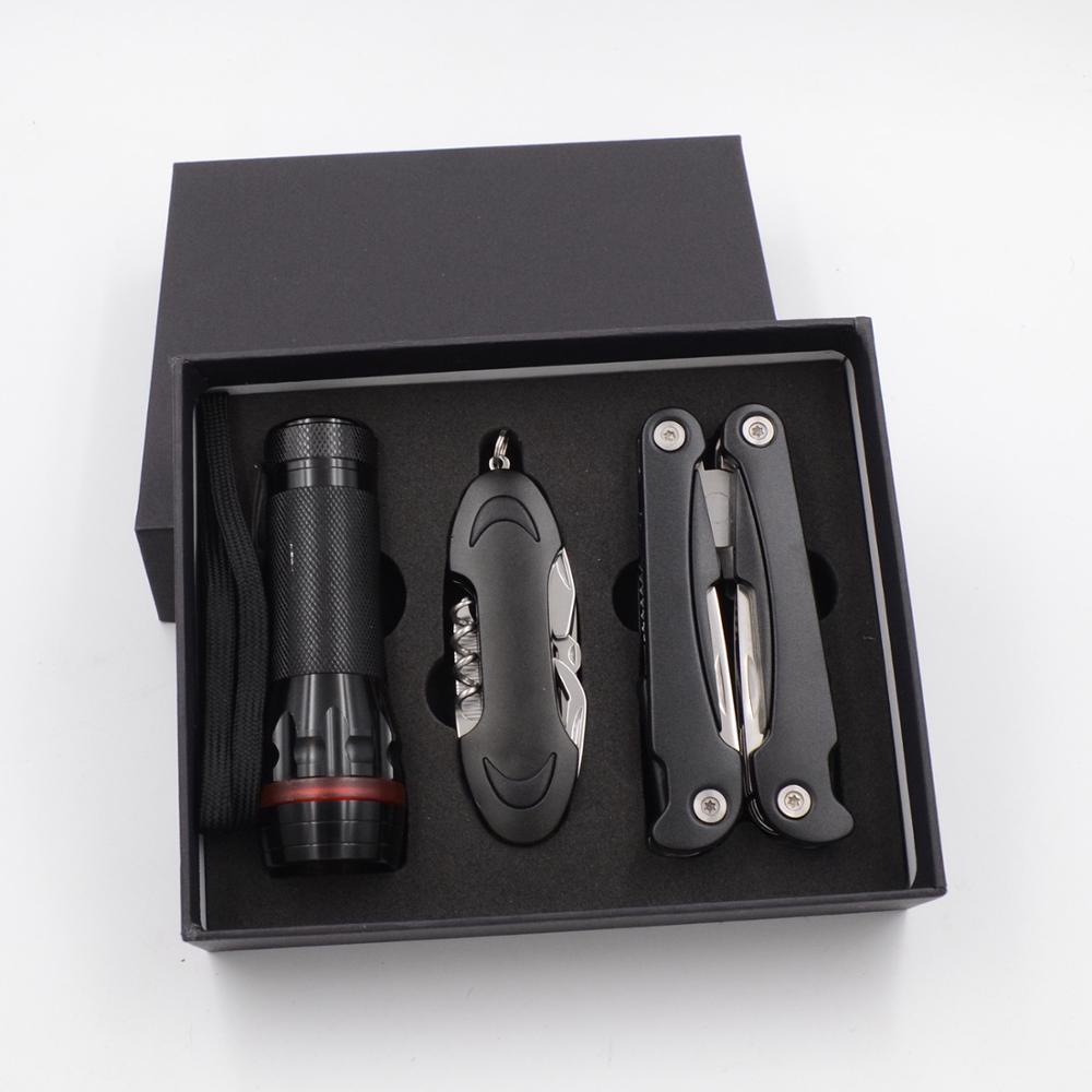 3 in 1 Emergency Flashlight Plier Multi Tool set for home outdoor use ,3pcs stainless steel multi purpose camping tools