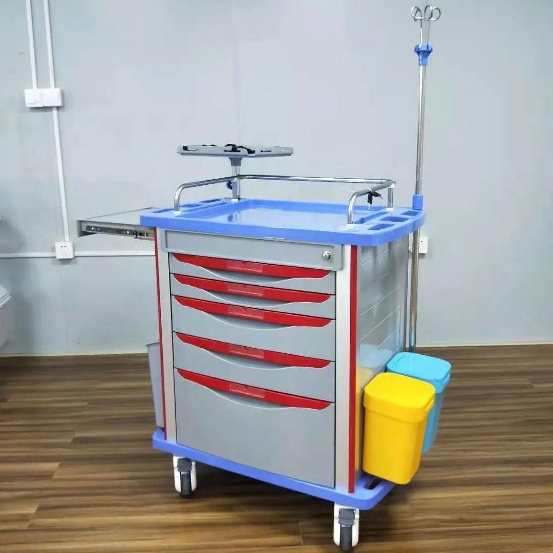 Factory Price Hospital  clinic cart movable  medicine transfusion anesthesia  ABS emergency  trolley