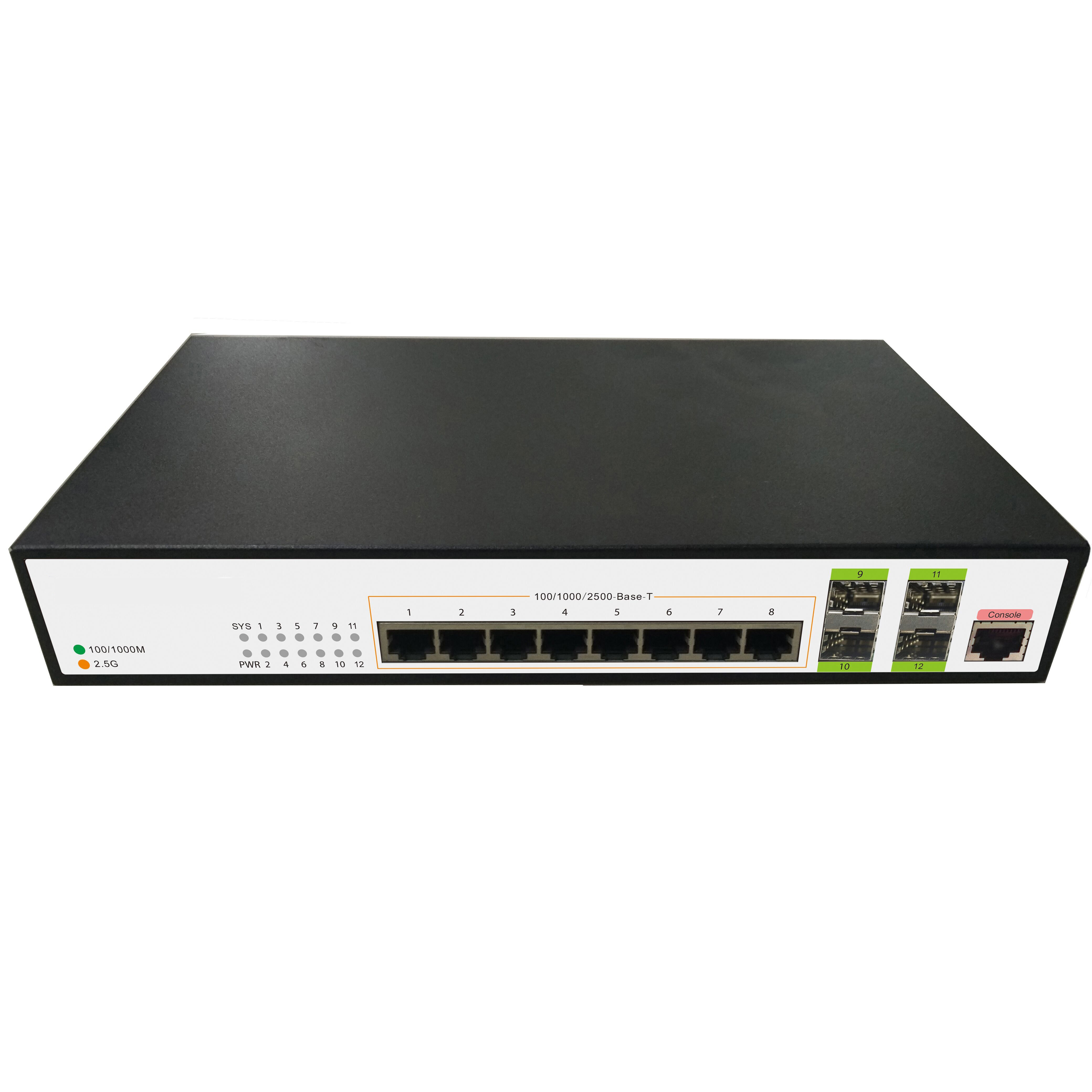 Pdnet 12-порт 8*2,5G 4*10G SFP + переключатели управления 2,5 Gigabit не PoE коммутатор Ethernet слой 2/2 + стены или в стойку