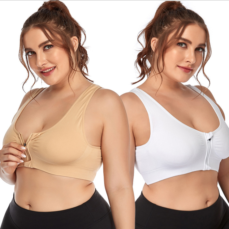 Running Vest yoga sport underwear Plus Size 4XL Size Front zipper sports women sexy bra professional shockproof and breathable