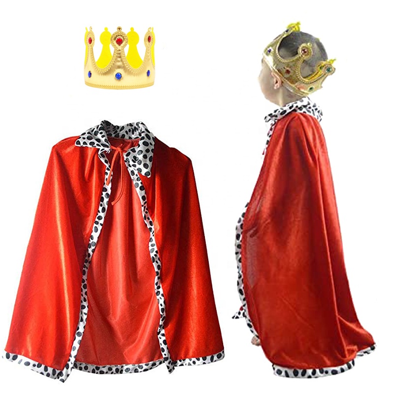 2Pcs King Robe Halloween Costume Medieval King Costume Cape Red Factory Wholesale Support Custom