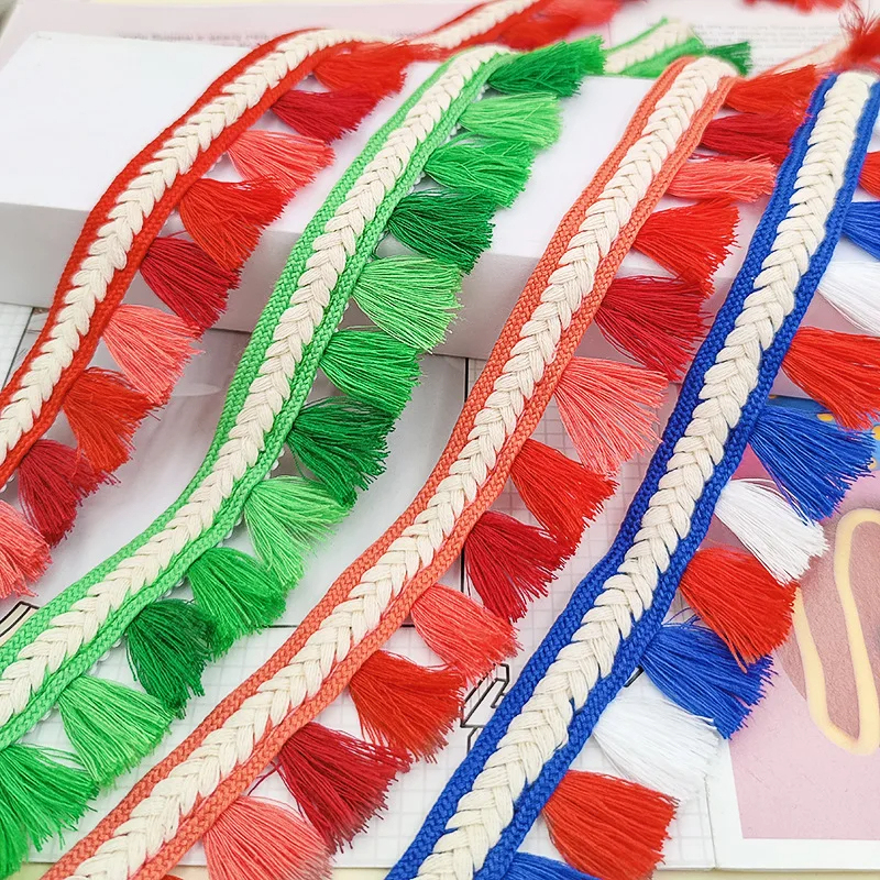Garment Accessory Clothing Curtain Home DIY Decor Tassel Lace Trim Polyester Tassel Fringe Color Tassel Lace Ribbon Sewing