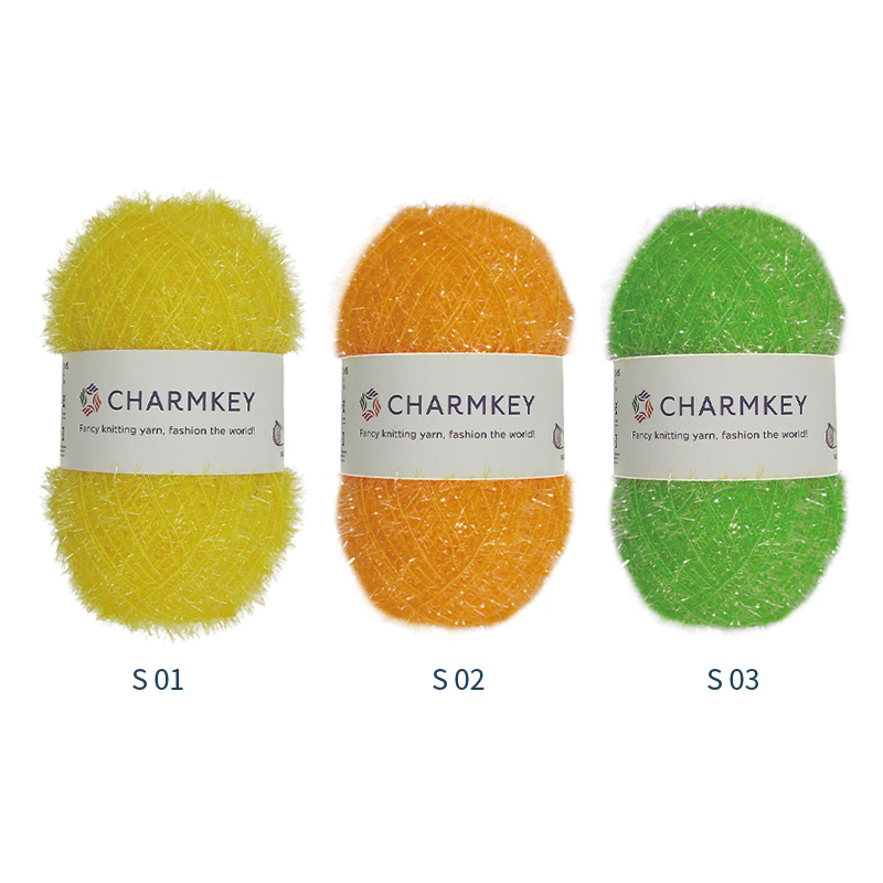 Charmkey High Quality Soft Crocheting Scrubby Glass Fiber 100% Polyester Sparkling Mohair Yarn For Knitting Sweater
