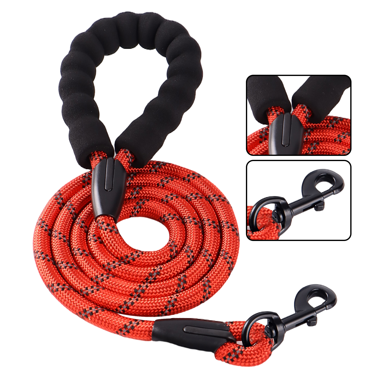 Amazon Hot Selling Heavy Duty Nylon Braided Color Rope Pet Leash Strap Reflective Dog Leash