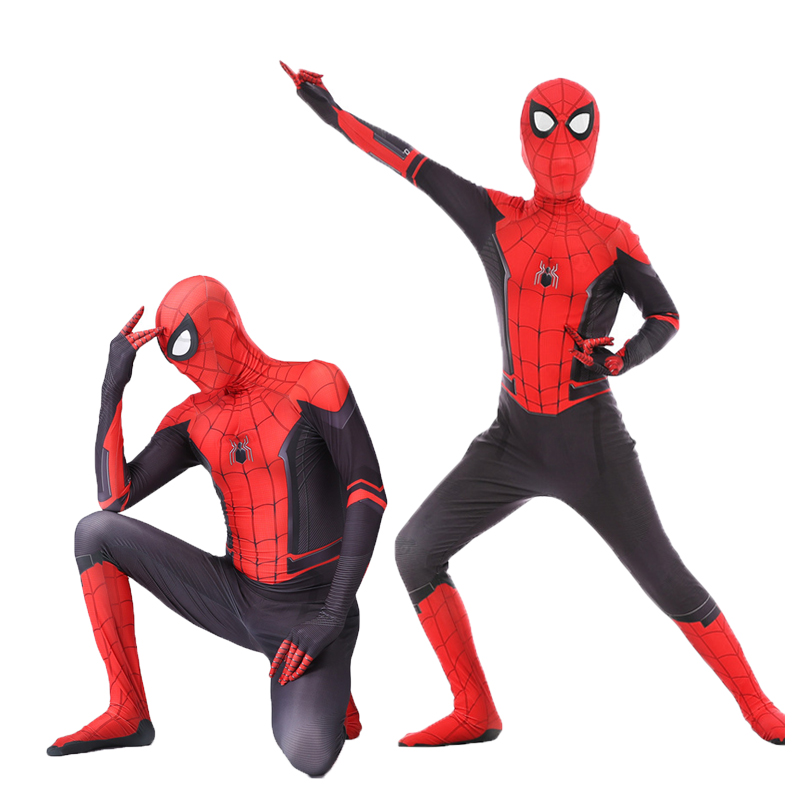 High Quality Spider Man Spiderman Costume Fancy Dress Adult And Children Halloween Costume Red Black Spandex 3D Cosplay Clothing