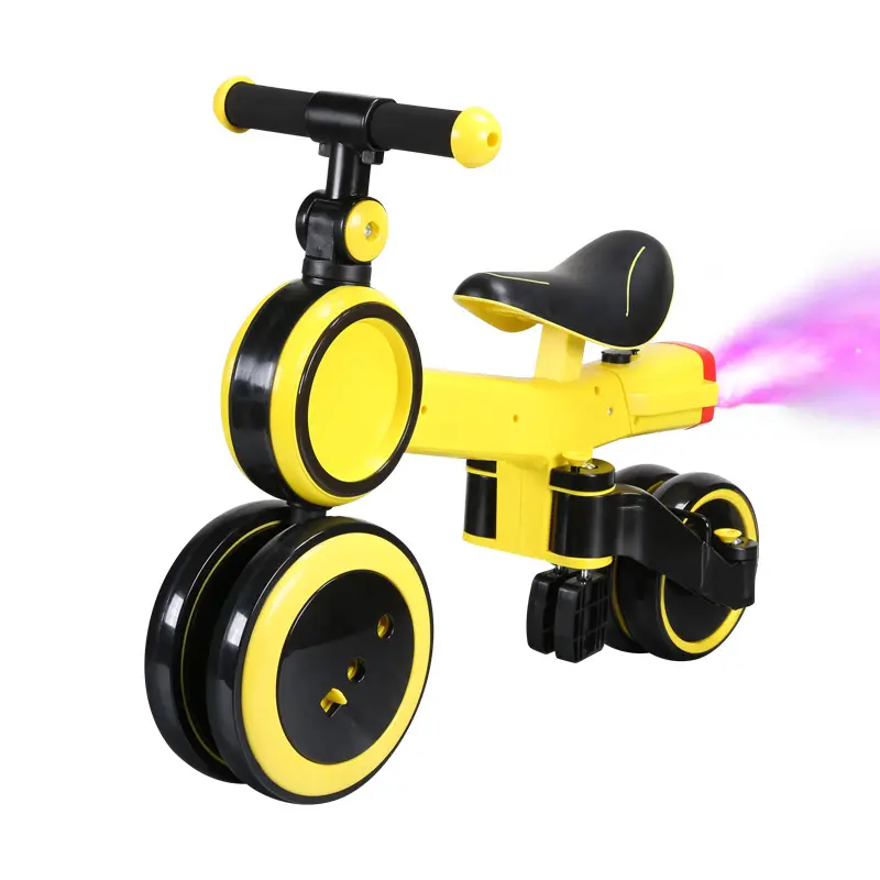 China Manufacturer Cheap 2 in 1 for Children Spray Smoke Bubble Design LED Light Tricycle Foot Kick Kids Scooter