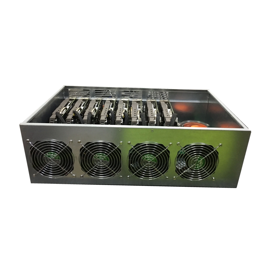 High Hashrate Ethereum Mining Machine Assembled Mining Case for ETH/BTC/BCH/Zcash support 8 gpu graphics card