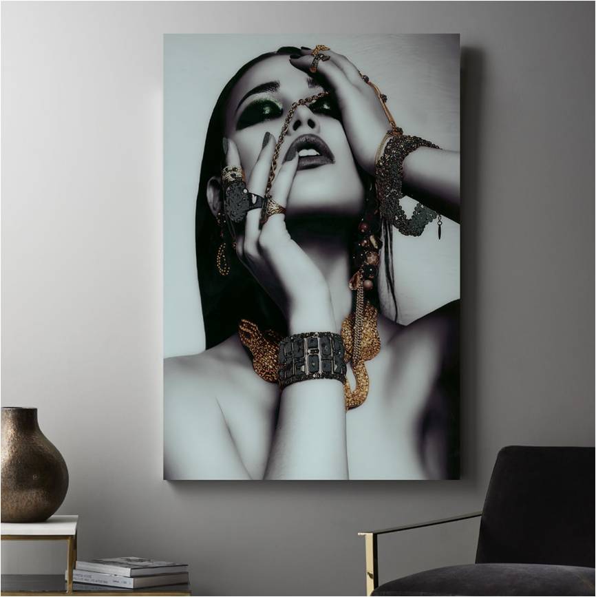 New Arrival Home Hotel African Women Decorative Modern Tempered Glass Wall Art Print Painting of 3D Crystal Porcelain