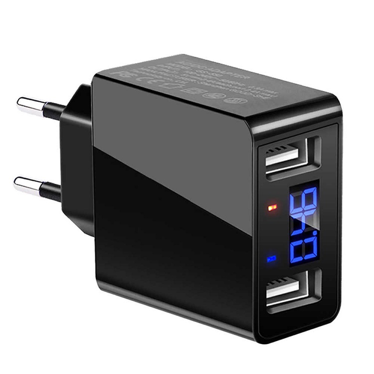 5V 2.4A быстрое зарядное устройство с двумя портами USB для телефона с цифровым дисплеем, настенное зарядное устройство, адаптер,