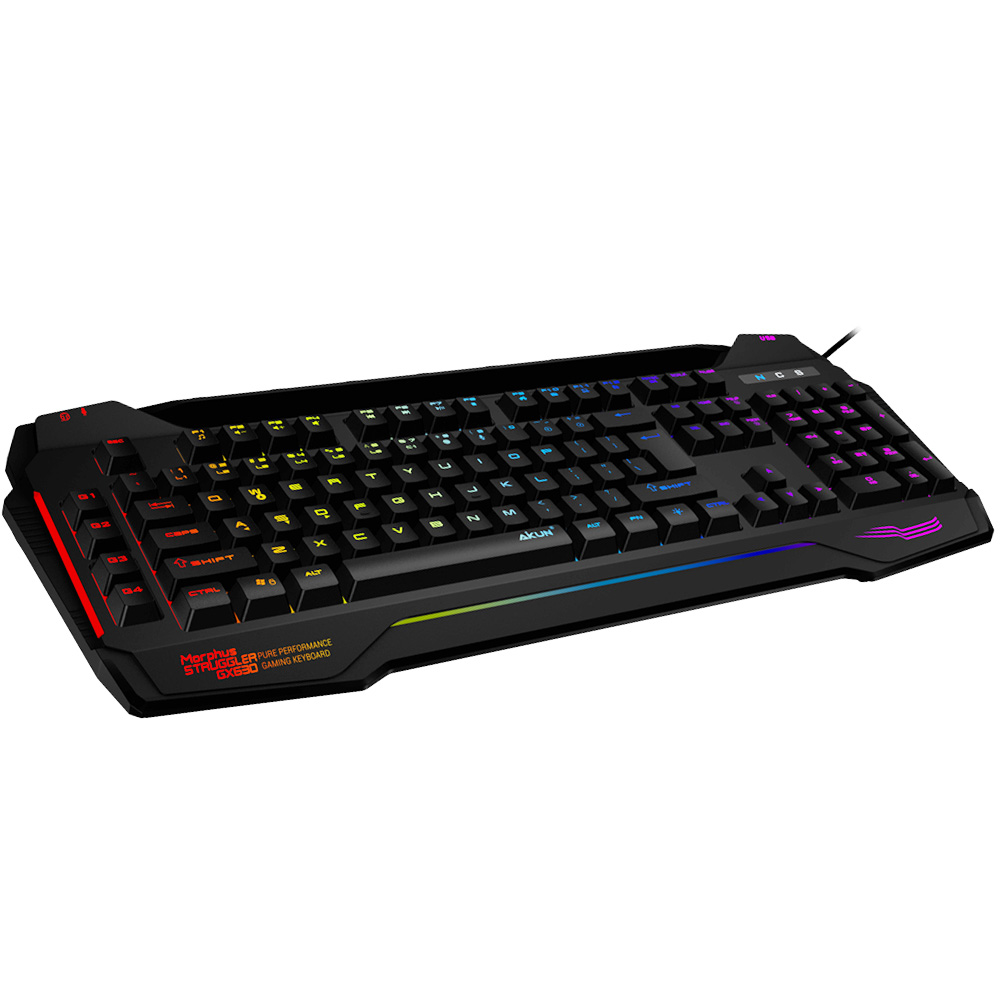 Игровая клавиатура Aikun GX630 7 цветов RGB, USB-концентратор, порт аудио входа/выхода, проводная клавиатура 104 клавиш для геймера