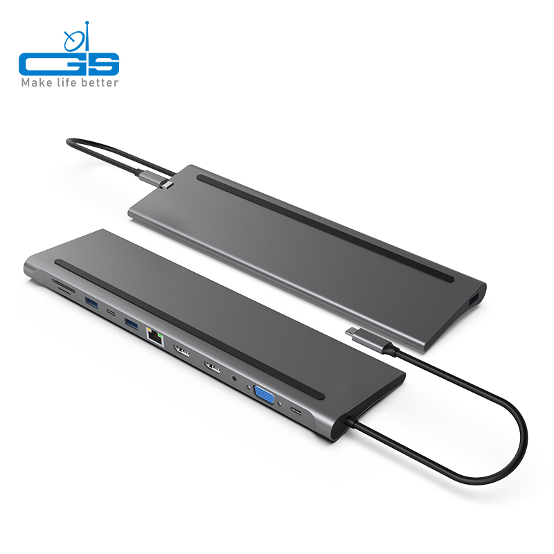 Док-станция 12 в 1 для ноутбука, многофункциональная док-станция Usb Type-C HD 4K VGA RJ45, подставка для MacBook Pro Windows