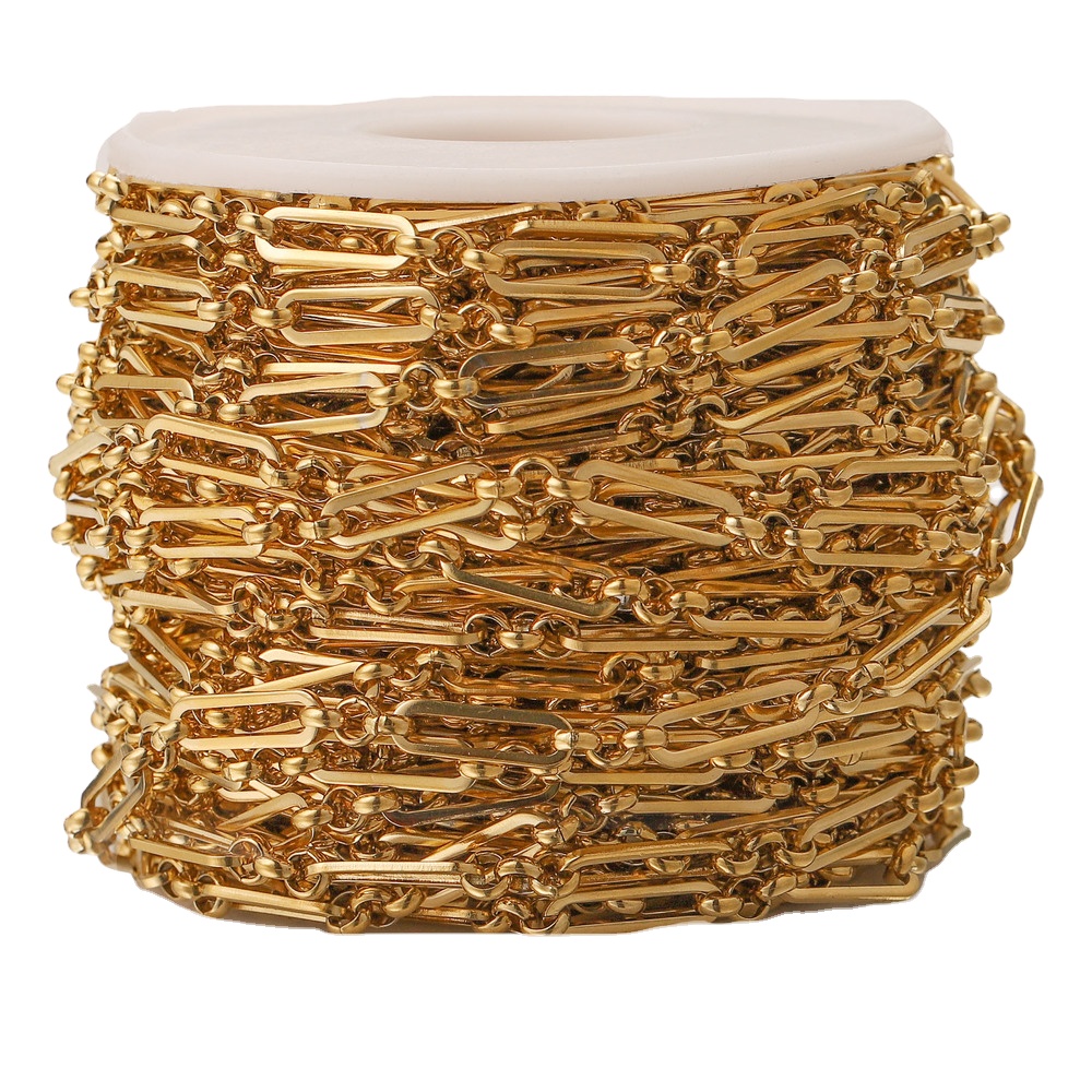 Hobbyworker 1 Meter 4mm Width Stainless Steel Gold Cable Chains Flat Wire Chic Chain Fit for DIY Jewelry Making Supplies