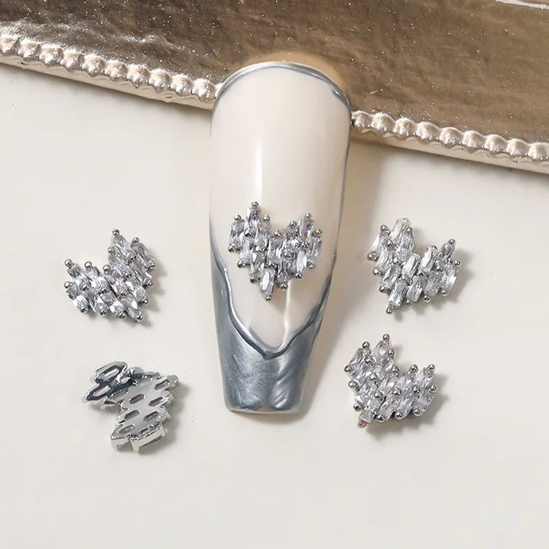 Love Zircon Nail Accessories Ins Flash Shiny Heart-Shaped Nail Jewelry Nail Drill